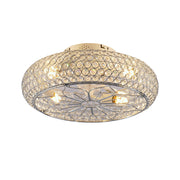 20'' Crystal Ceiling Fans with  Remote,  Flush Mount Ceiling Fan with Light,  Chandelier Fan 6 Speed DC Motor Reversible Ceiling Fan For  Living Room Bedroom.--NOT INCLUDED BULB