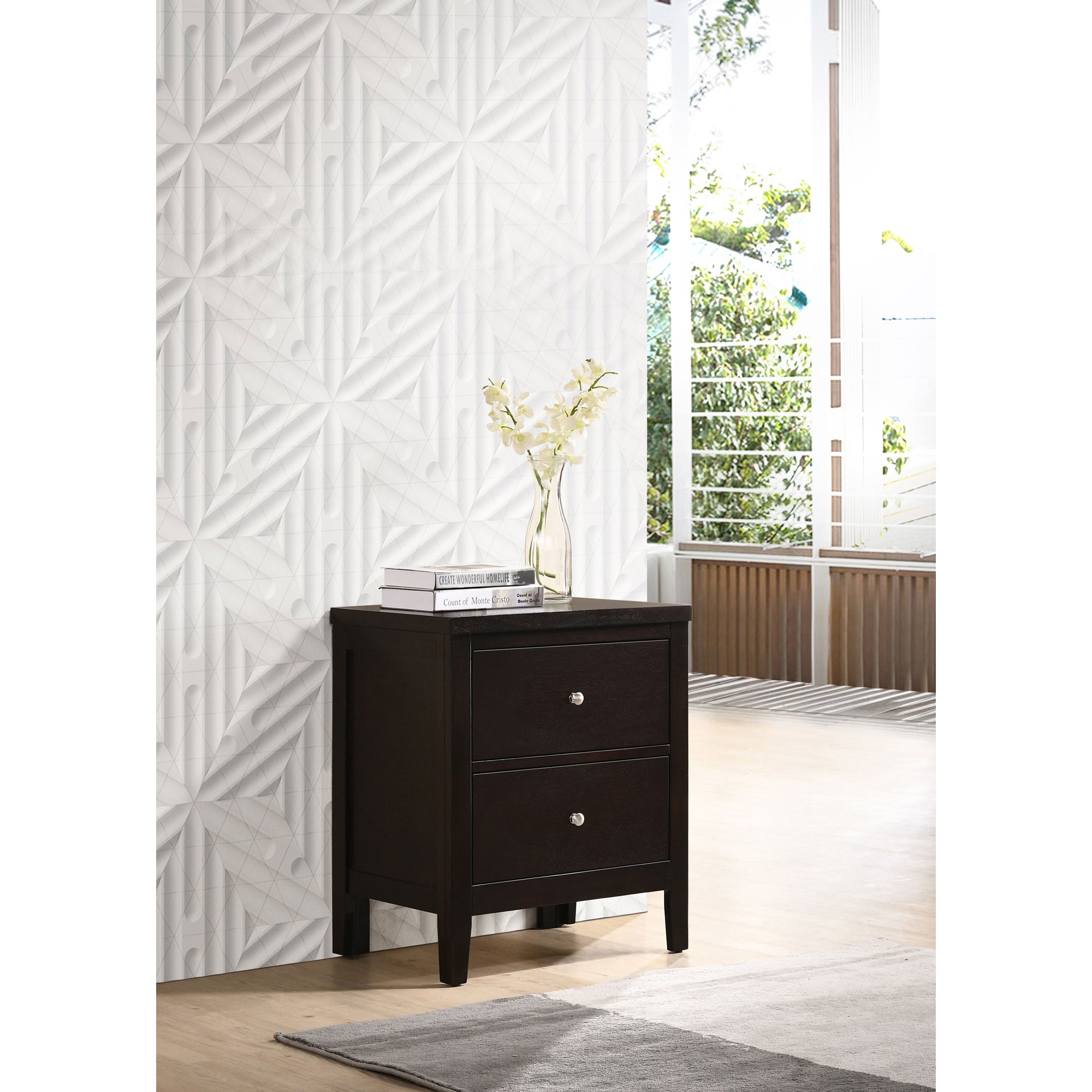 Garrett Cappuccino 2-Drawer Rectangular Nightstand