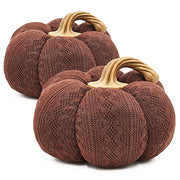 Set of 2, 8.3x8.3x5.3' Dark Brown Pumpkin, Pumpkin Ornament Decor for Holiday Harvest Festival Fall Festival & Thanksgiving