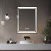 Bright LED Bathroom Mirror 36' x 28' Front Light, 5 Mins Defog, Full HD Reflected, 3 Colors Dimmable, Wall Mounted