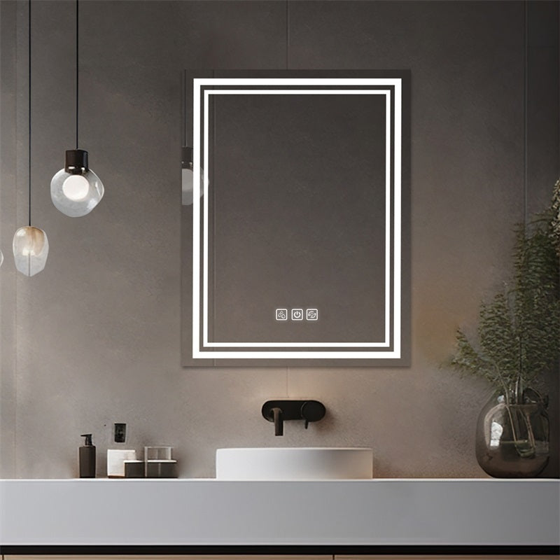 Bright LED Bathroom Mirror 36' x 28' Front Light, 5 Mins Defog, Full HD Reflected, 3 Colors Dimmable, Wall Mounted