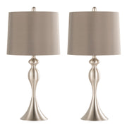 Ashland 27' Contemporary Metal Table Lamp in Brushed Nickel with Taupe Satin Shade from Grandview Gallery by LumiSource - Set of 2