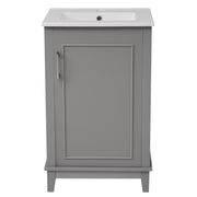 Viedo 20 Inch Modern Small Bathroom Vanity Cabinet with Ceramic Basin in Gray, Solid Wood & MDF, 20*14.5*33.3 Inches
