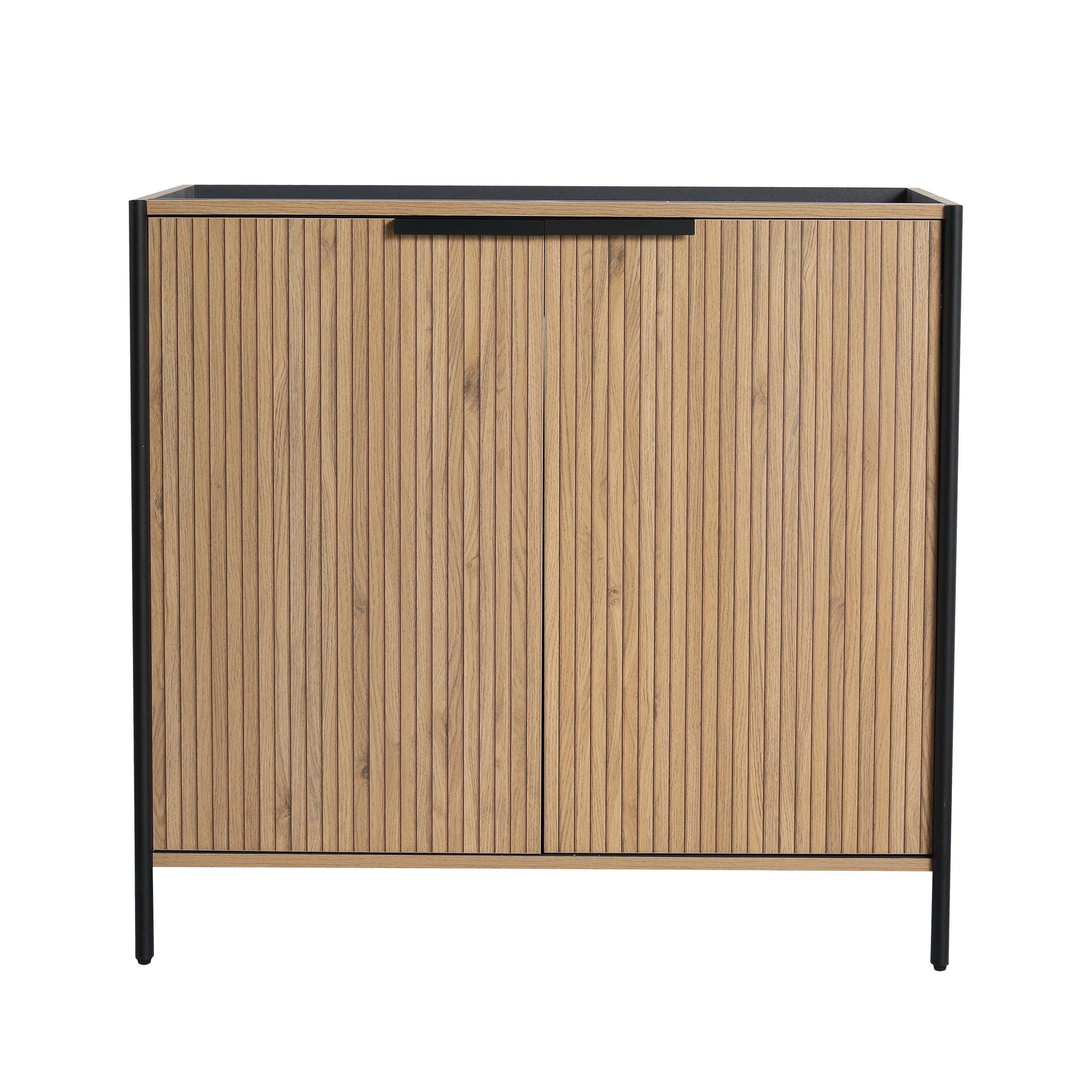 Contemporary 36' Freestanding Bathroom Vanity with Adjustable Shelves in Light Coffee Plywood