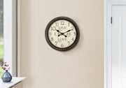 Clocks, 16' Round, Wall Clock, Antique Brown, Transitional