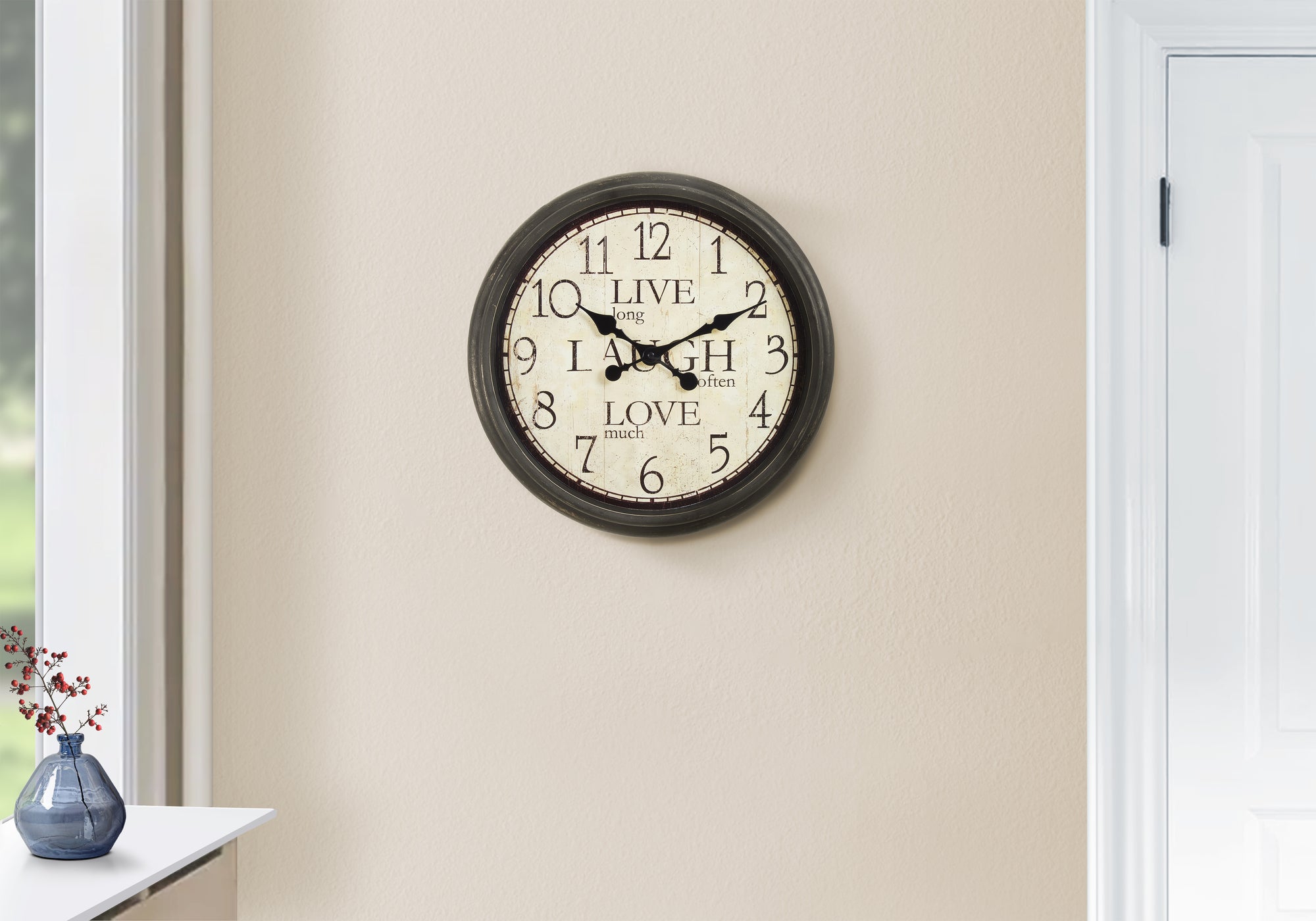 Clocks, 16' Round, Wall Clock, Antique Brown, Transitional