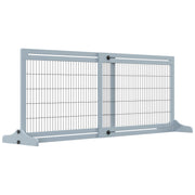 PawHut 72' W x 27.25' H Extra Wide Freestanding Pet Gate with Adjustable Length Dog, Cat, Barrier for House, Doorway, Hallway, Blue-grey
