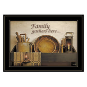 'Family Gather Here' By Susie Boyer, Ready to Hang Framed Print, Black Frame