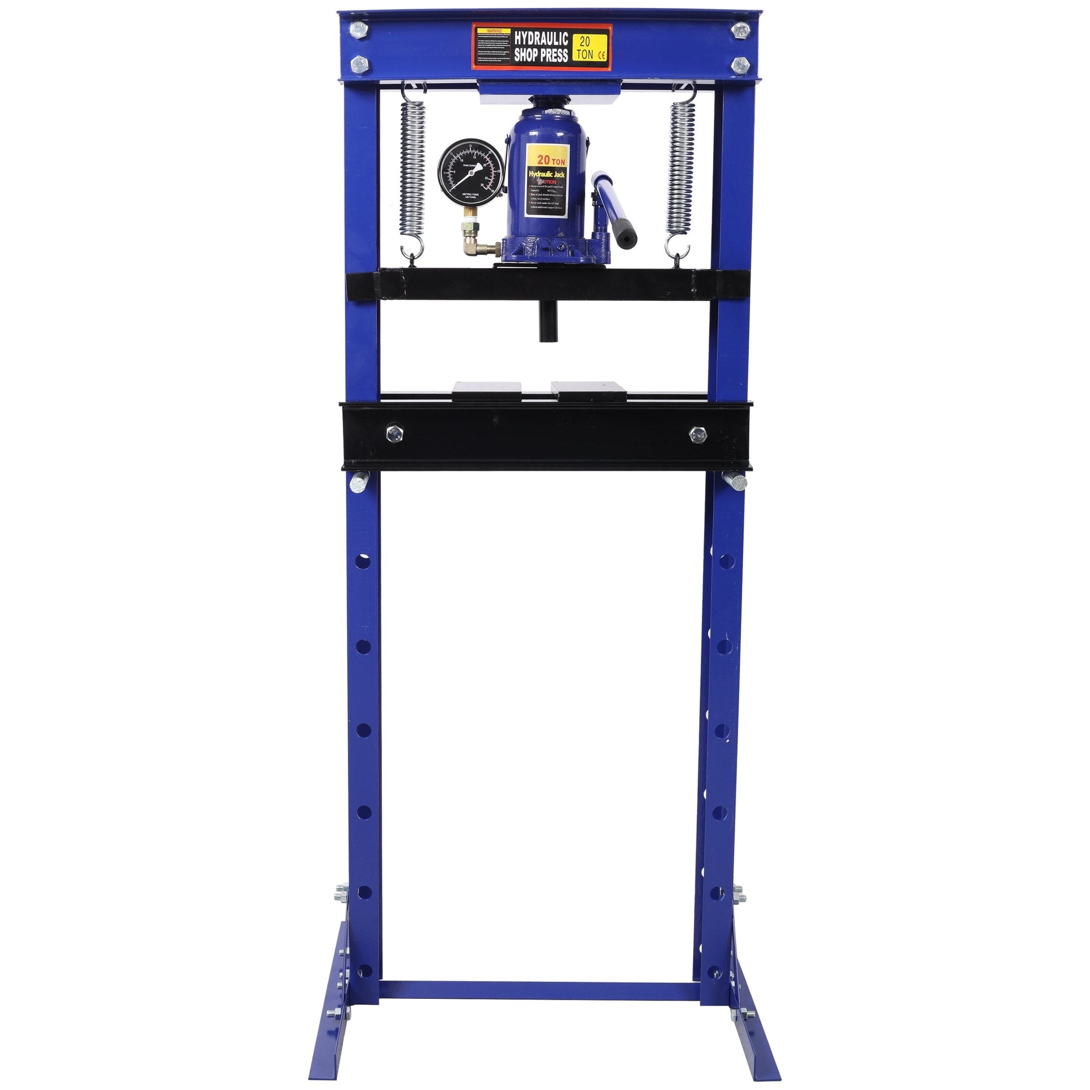 20Ton Bottle Jack Shop Press with Gauge, Bend, Straighten, or Press Parts, Install Bearings, U-Joints, Bushings, Ball Joints, and Pulleys,Blue