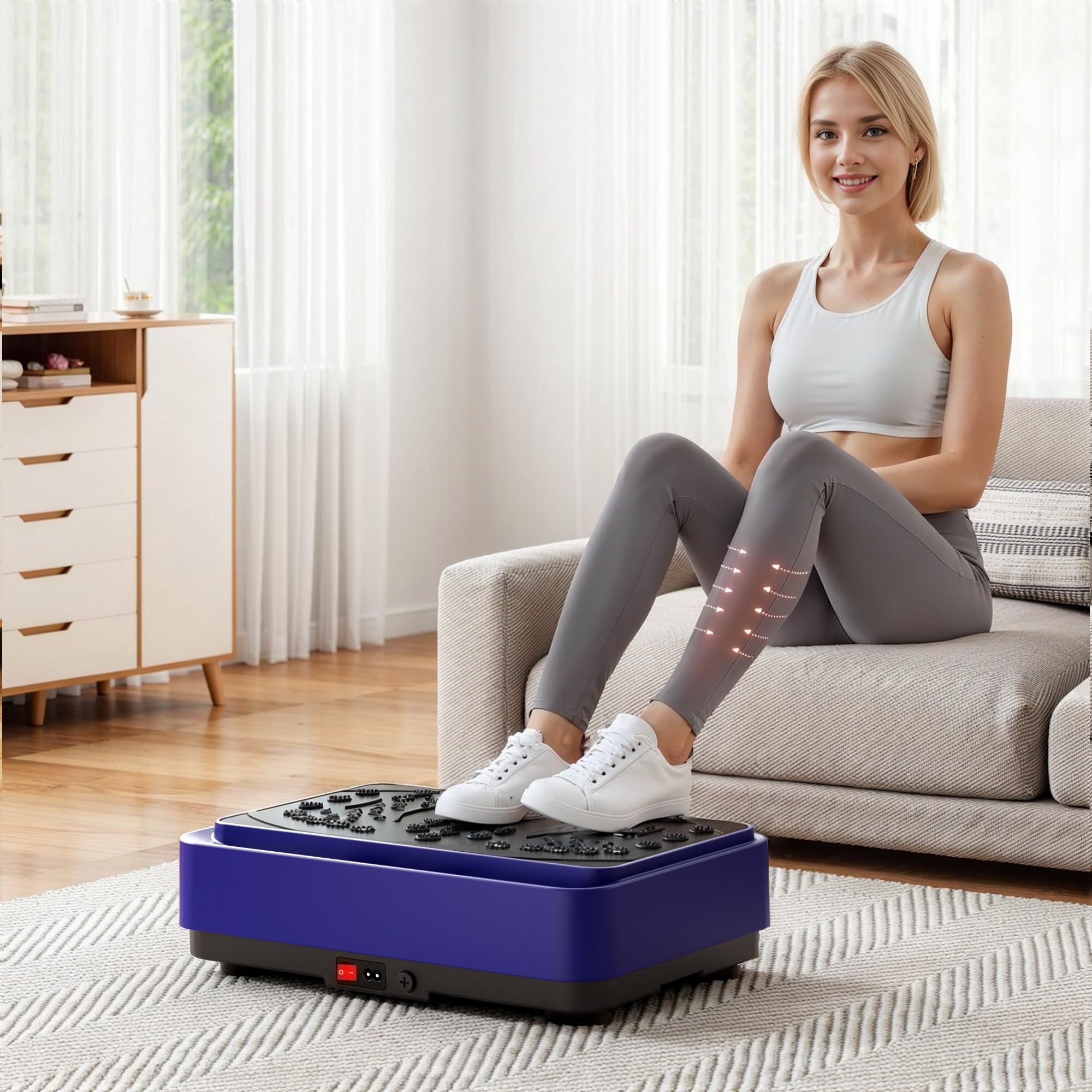 Vibration Plate Exercise Machine - 99 Speed Levels, with Resistance Bands for Full Body Workout , Vibration Platform for Weight Loss & Lymphatic Drainage