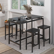 5 Pieces Dining Table Set for 4,Black Bar Table Set with 4 Bar Stools Counter Height Bar Table and Chairs Set. Pub Table Set Breakfast Table for Kitchen, Small Space
