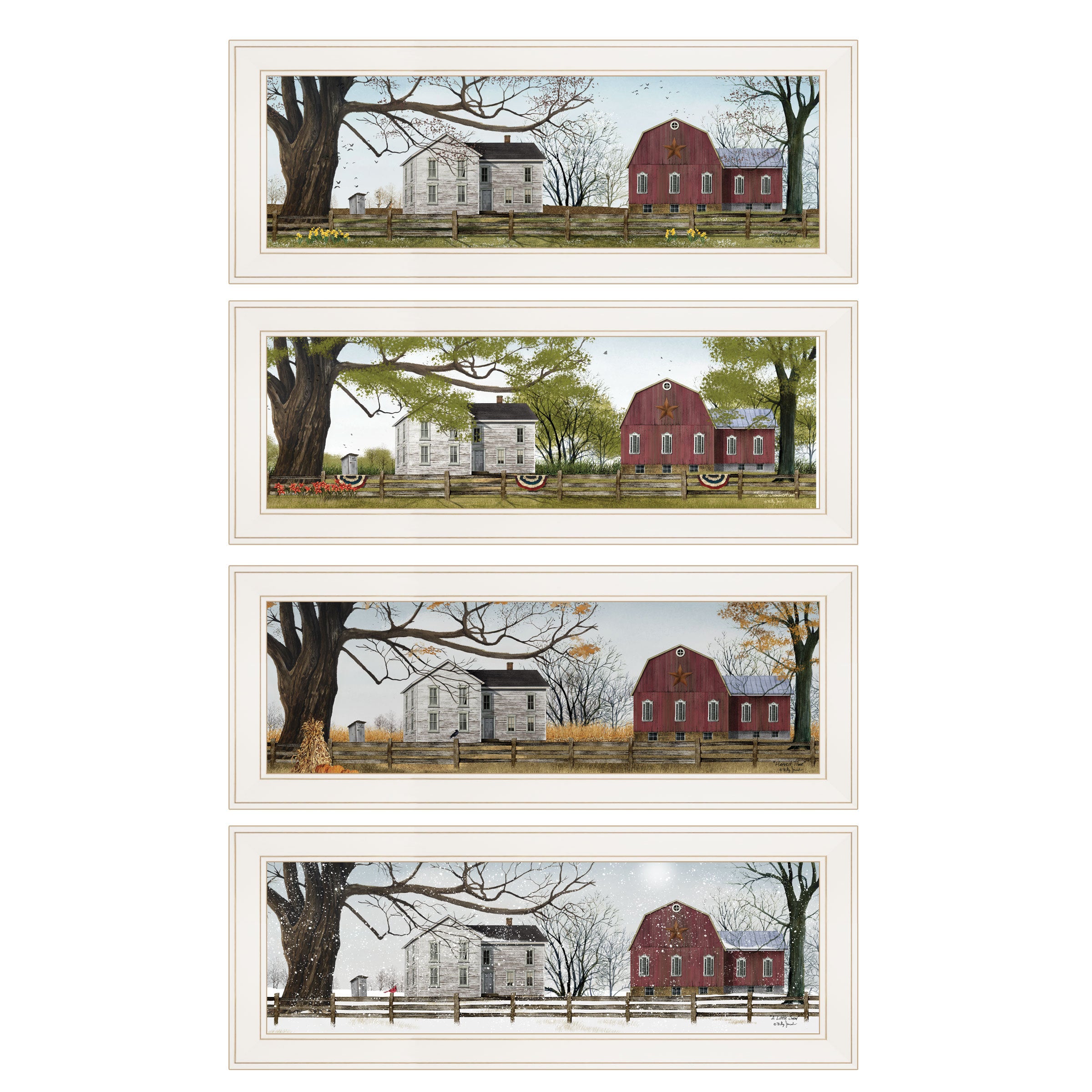 'Four Seasons Collection II' 4-Piece Vignette by Billy Jacobs, White Frame