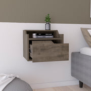 Winchester Floating Nightstand, Modern Dual-Tier Design with Spacious Single Drawer Storage, Dark Brown