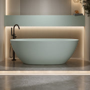 57'' Freestanding Bathtub Resin Stone Soaking Bathtub Solid Surface Modern Tubs with Overflow and Pop-up Drain
