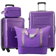 Expandable Spinner Wheels 2 Piece Luggage Set with Bags ABS Lightweight Suitcase TSA Lock Purple 20inch+24inch
