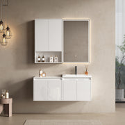 48' Bathroom Vanity With Resin Sink, 1-Wall Cabinet and 1-Side Cabinet, Soft Close Doors, Float Mounting Design, Glossy White, Plywood(KD-Packing)