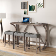 Bar Table Set with Power Outlet, Bar Table and Chairs Set, 4 Piece Dining Table Set, Industrial Breakfast Table Set, for Living Room, Dining Room, Game Room