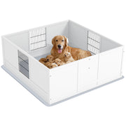PawHut Whelping Box for Dogs and Puppies, Dog Whelping Box with Waterproof Pee Pad, Adjustable Height Door, for Large Dogs Indoor Use, 49' x 47' x 19'