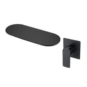 Modern Matte Black Wall Mount Bathtub Faucet with Single Handle and Waterfall Spout