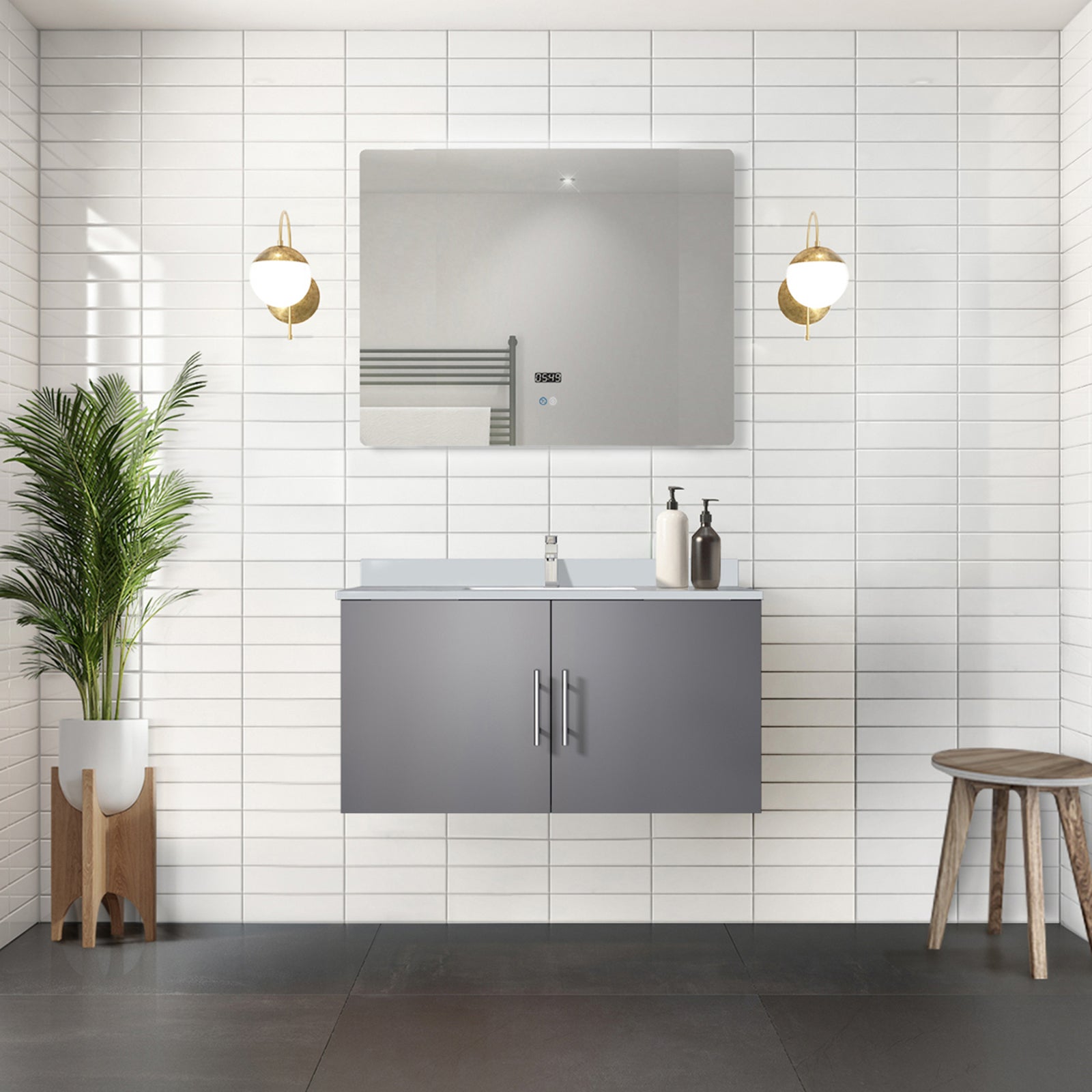 Dark Grey Bath Vanity 36 in. W x 22 in. D, with Cultured Marble Top