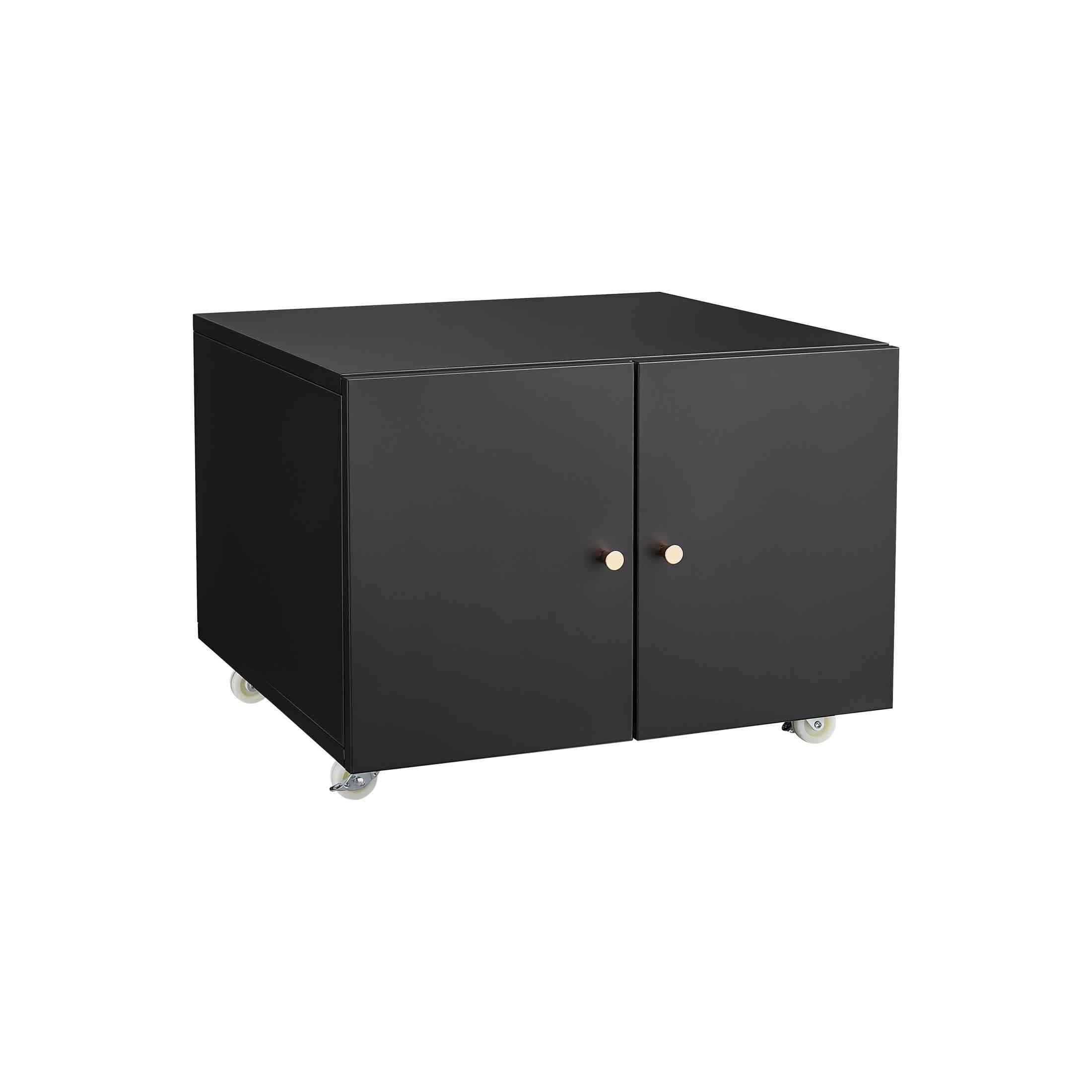 Modern Office Copier Cabinet Black 2-Door Steel Mobile Pedestal File Printer Stand