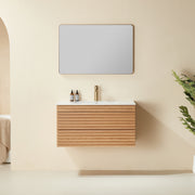 36' Wall Mounted & Floating Single Vanity with Ceramic Sink
