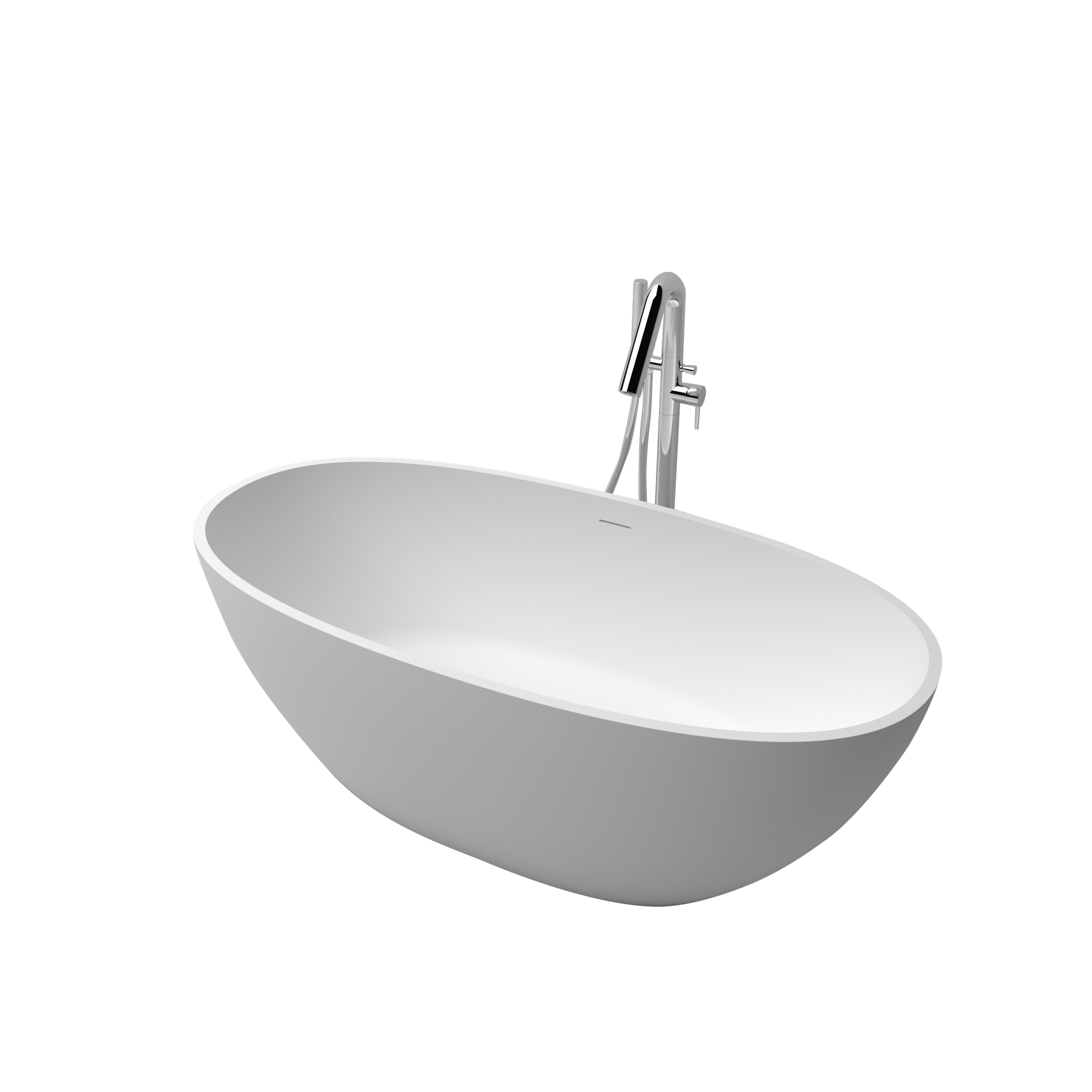 71 inch Freestanding Solid Surface Soaking Bathtub Matte White 25S01-18PS