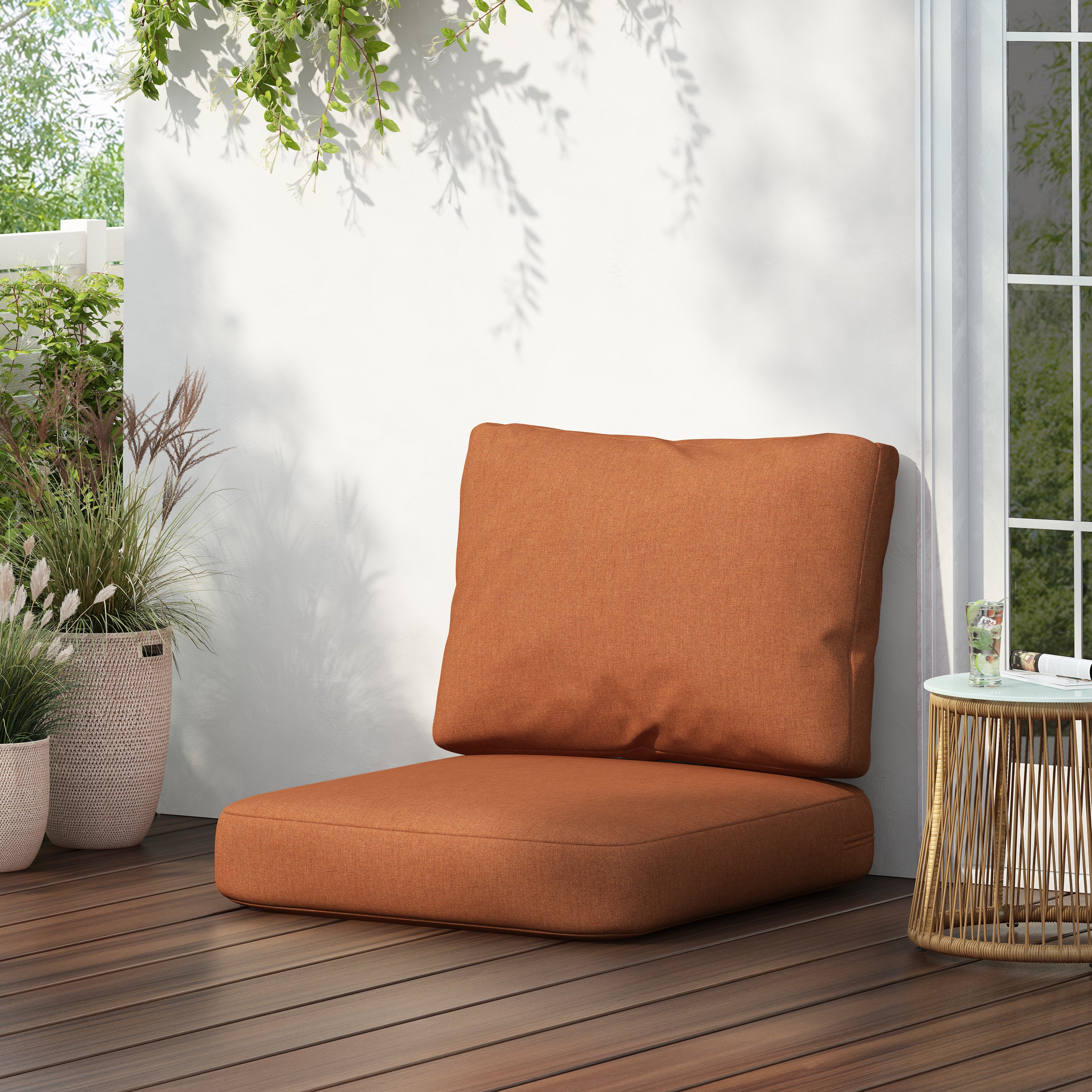 Noah Outdoor Club Chair Cushion Set, Seat Cushion and Back Cushion, Orange