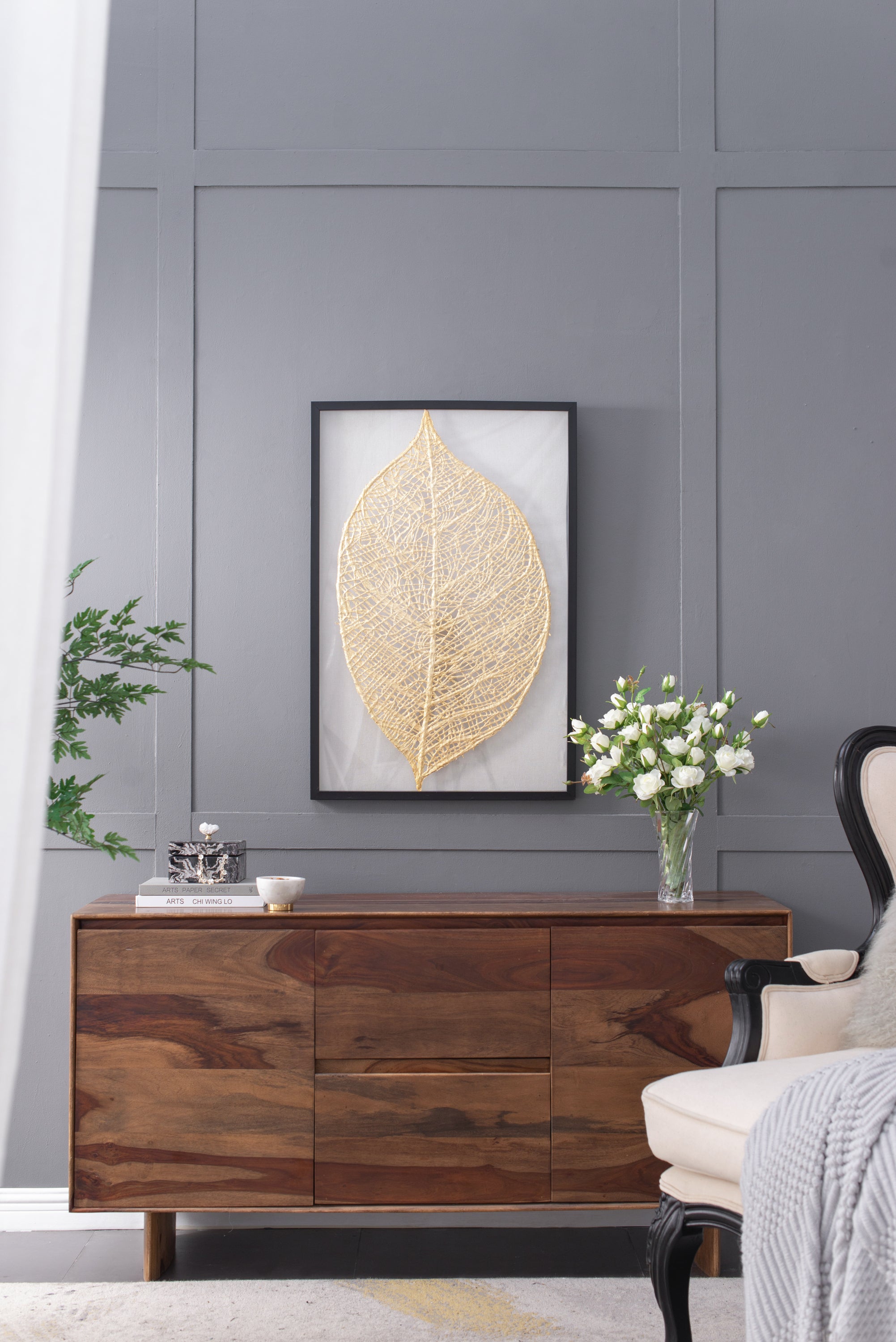 23.6x1x35.4' Leaf Shadow Box Wall Décor, Home Decor for Living Room, Dining Room, Bedroom, Hallway