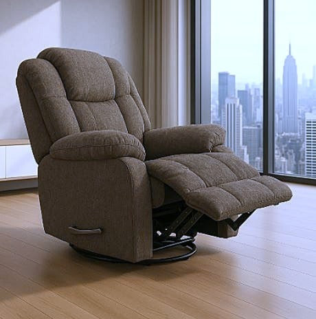 Man Wah Calgary Upholstered Swivel Recliner, Mink