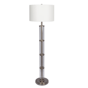 Nimbus Brushed Nickel Floor Lamp with 3-Way Rotary Switch Clear Glass Body  Metal Base