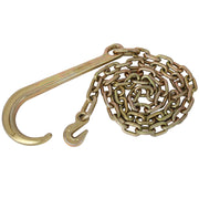 Tow Chain with 15 Inch Forged J Hook and Grab Hook - Grade 70 Chain - 6 Foot - 4,700 Pound Safe Working Load