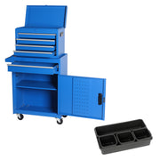 Tool Chest, 5-Drawer Rolling Tool Storage Cabinet with Detachable Top Tool Box, Liner, Universal Lockable Wheels, Adjustable Shelf, Locking Mechanism, Metal Tool Cart ,with 5pcs plastic tool tray