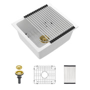 17.71'x15.74' Elegant Quartz Kitchen Sink Undermount White Granite Composite