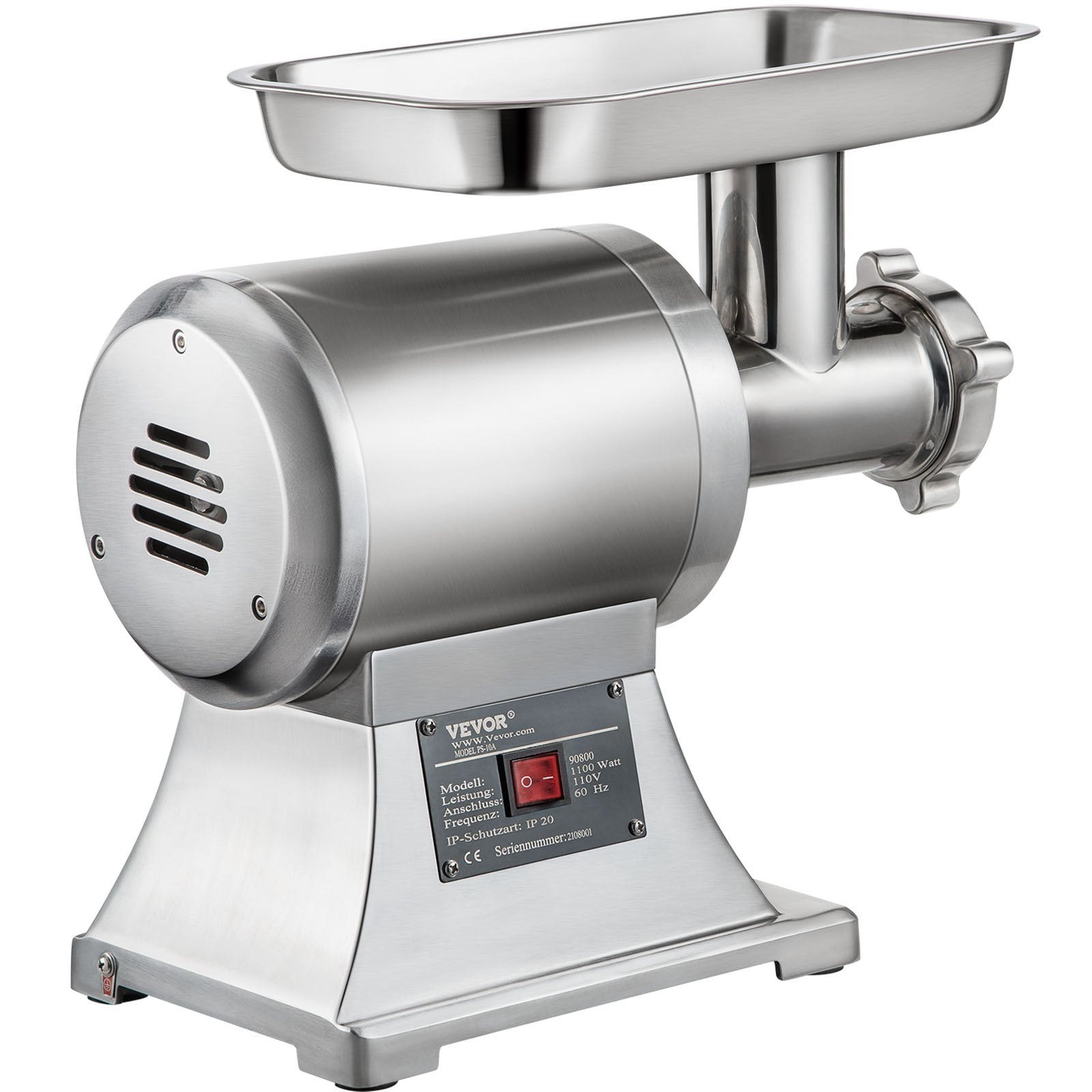Commercial Meat Grinder,550LB/h 1100W Electric Meat Grinder, 220 RPM Heavy Duty Stainless Steel Industrial Meat Mincer w/2 Blades, Grinding Plates & Stuffing Tubes