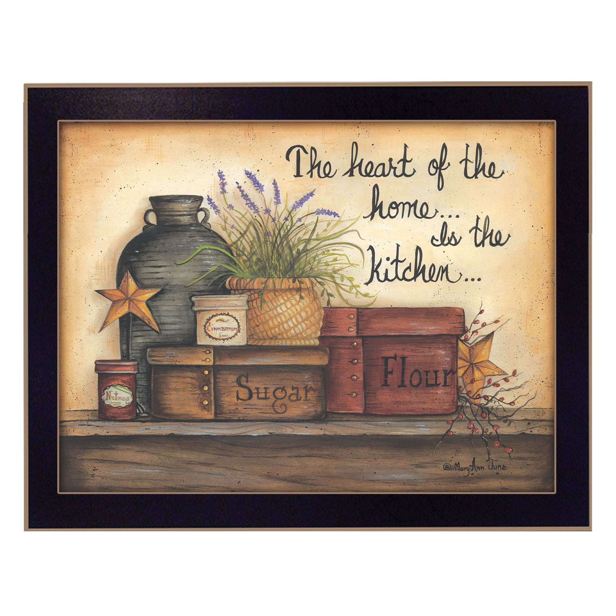 'Heart of the Home' By Mary June, Printed Wall Art, Ready To Hang Framed Poster, Black Frame