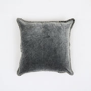 Stonewashed Cotton Velvet Throw Pillow with Decorative Handstiched Edges-19X19'