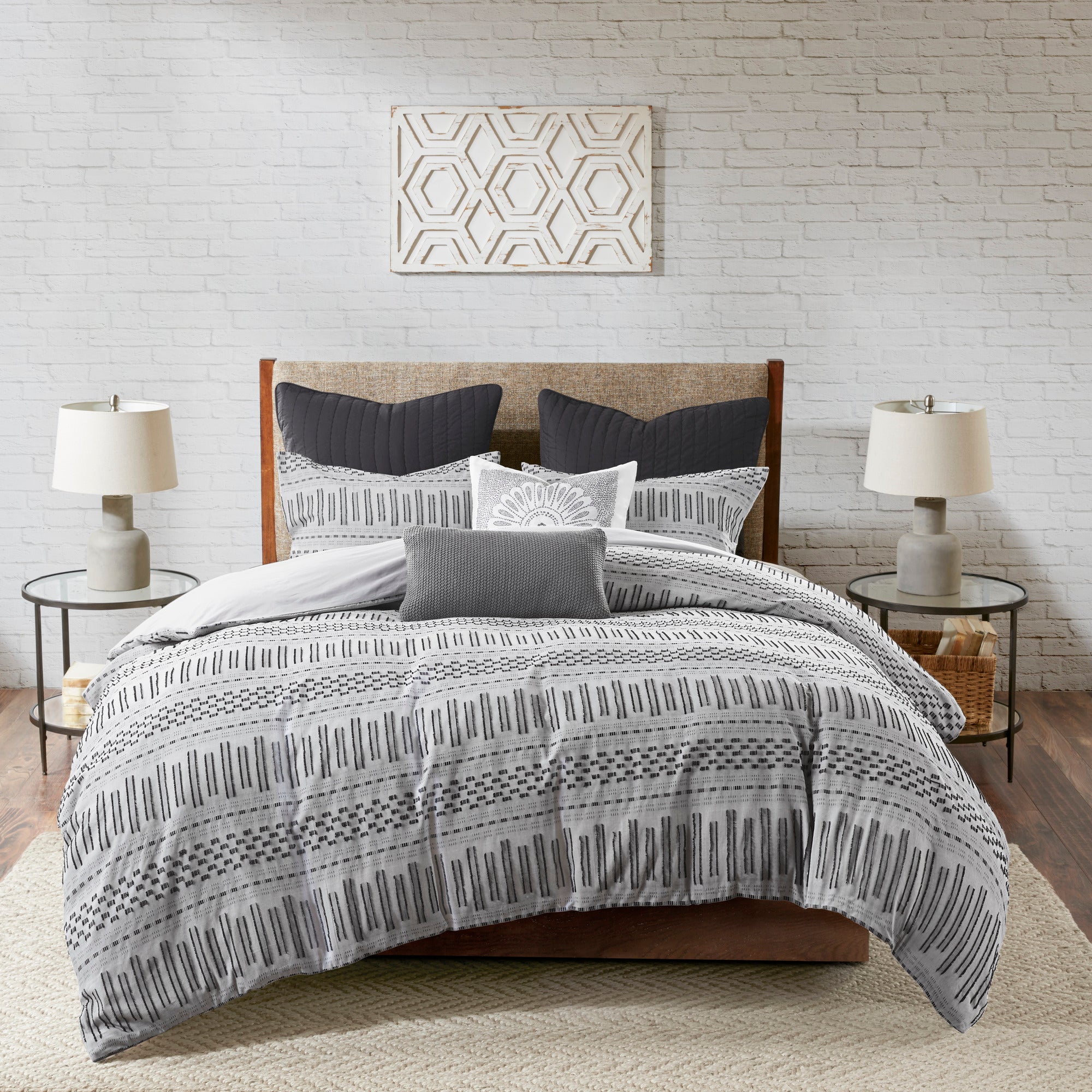 King/Cal King Cotton Jacquard Duvet Cover Mini Set