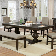 Dining Room 1pc Dining Table Dual Pedestal Trestle Base Espresso Molded Details Transitional Style