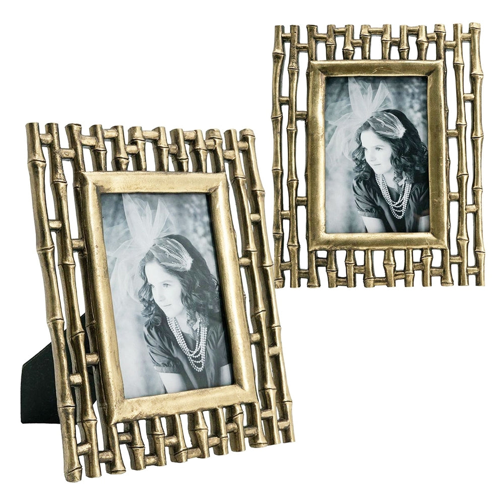 Set of 2, 7.5x9.5' Gold Photo Frame, 4x6' Opening