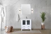 White Bath Vanity 30 in. W x 18.25 in. D, with White Ceramic Top