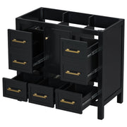 36'' Bathroom Vanity without Sink, Solid Wood Frame Bathroom Storage Cabinet, Freestanding Vanity with 5 Drawers& Soft Closing Doors (NOT INCLUDE BASIN SINK, SAME as N710P175431B)