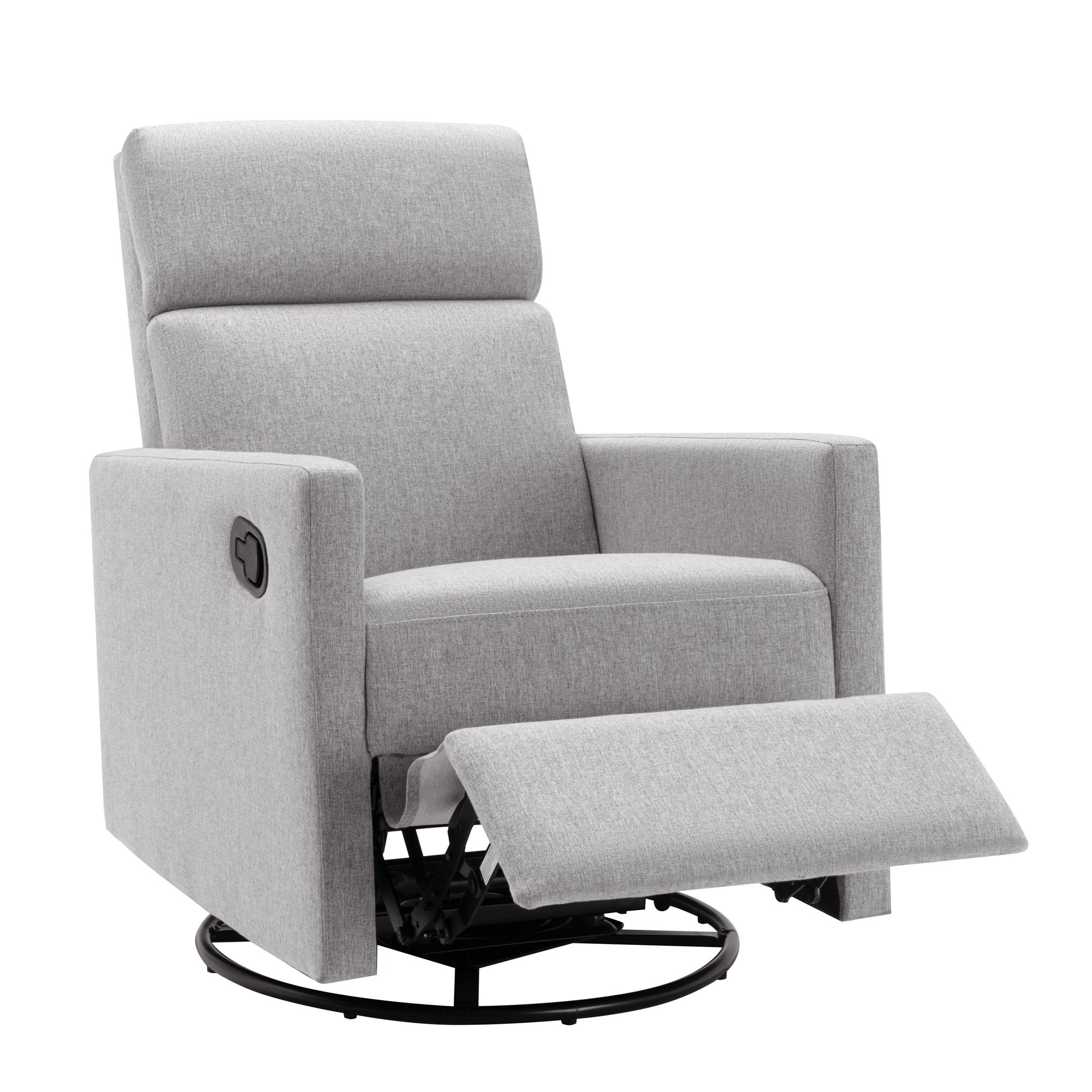 Modern Upholstered Rocker Nursery Chair Plush Seating Glider Swivel Recliner Chair Beige Linen