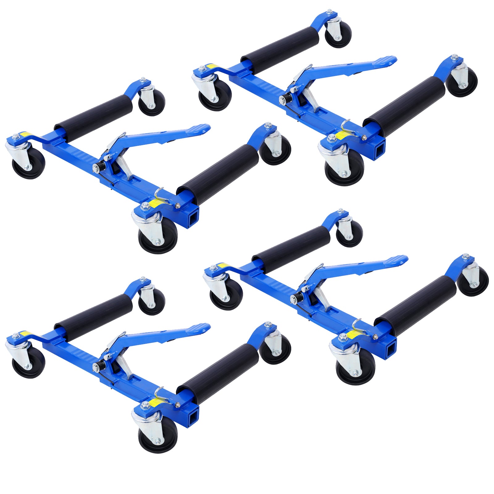 Set of (4) Wheel Dolly Car Skates Vehicle Positioning Hydraulic Tire Jack Ratcheting Foot Pedal Lift Hydraulic Car Wheel Dolly, 1,250lbs blue