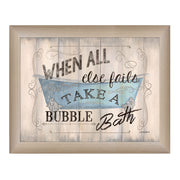 'Take a Bubble Bath' By Debbie DeWitt, Printed Wall Art, Ready To Hang Framed Poster, Beige Frame