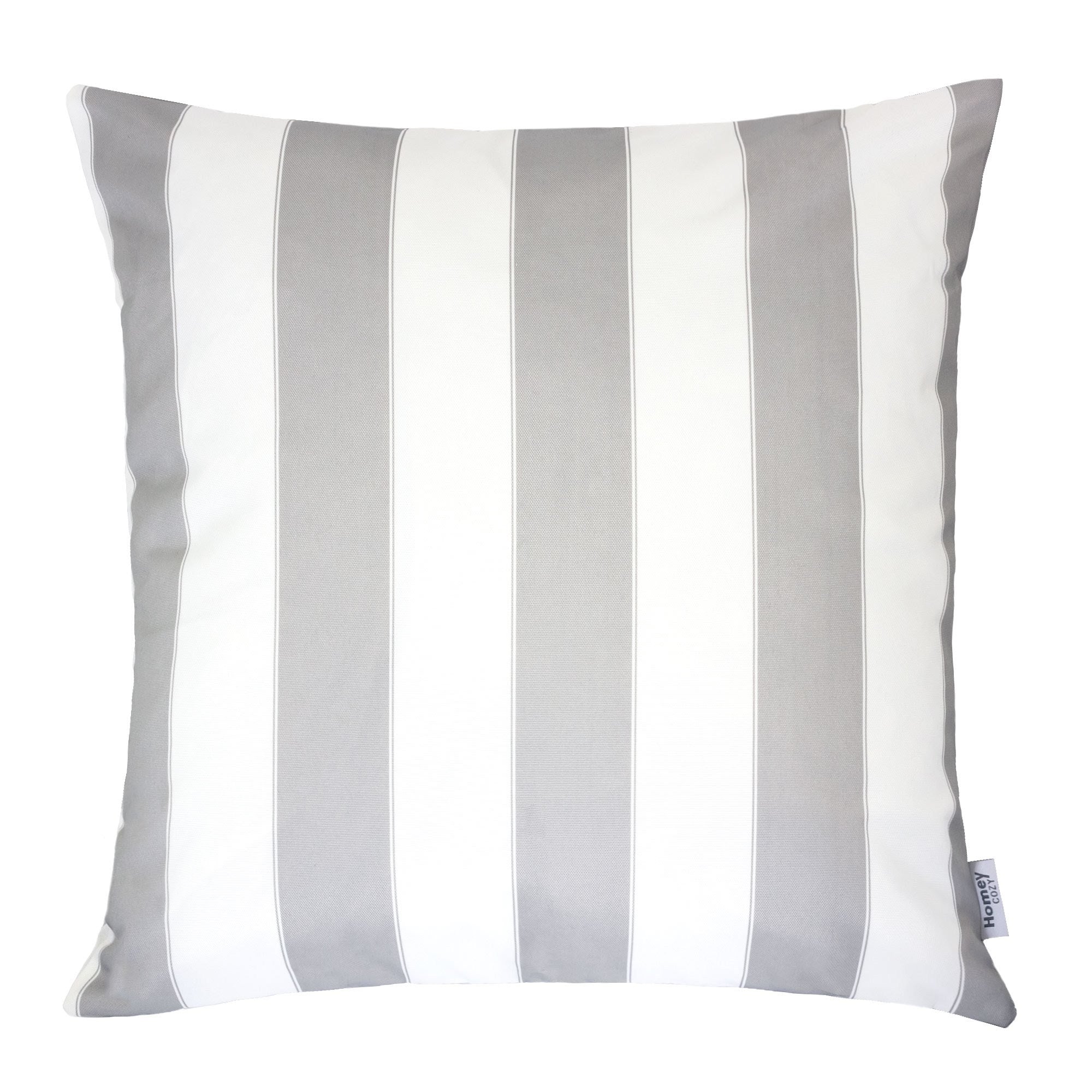 Horizon Stripe Pillow - Silver Outdoor & Indoor Pillows with Solarium Polyester Fabric, 20x20 Inches