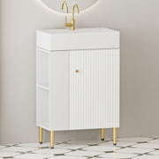 21.6' Open-shelving Bathroom Vanity with Ceramic Sink and Soft-Closing Door, Cloakroom Open Shelf Storage Cabinet on the Left Side, Assembly Required, White 24VB06-21WHL***CONTACT SELLER FOR STOCK***