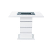 Contemporary ARIYA White Bar Table with Glass Inlay and Pedestal Base
