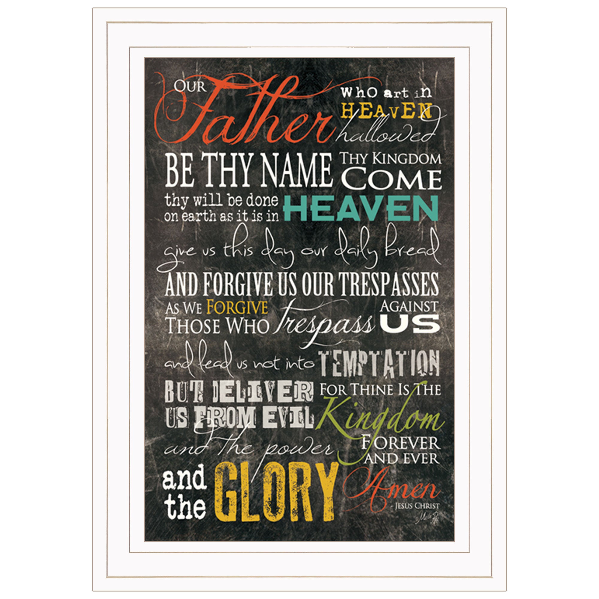 'The Lords Prayer' By Marla Rae, Ready to Hang Framed Print, White Frame