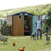 6x8FT Outdoor Steel Storage Shed, Lockable Doors, Compact Metal Tool Shed for Garden, Backyard, Patio, Utility, and Bike Storage,yellow